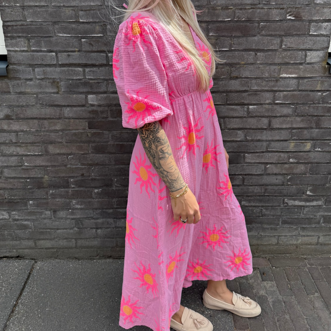 Maxi dress sunflower roze