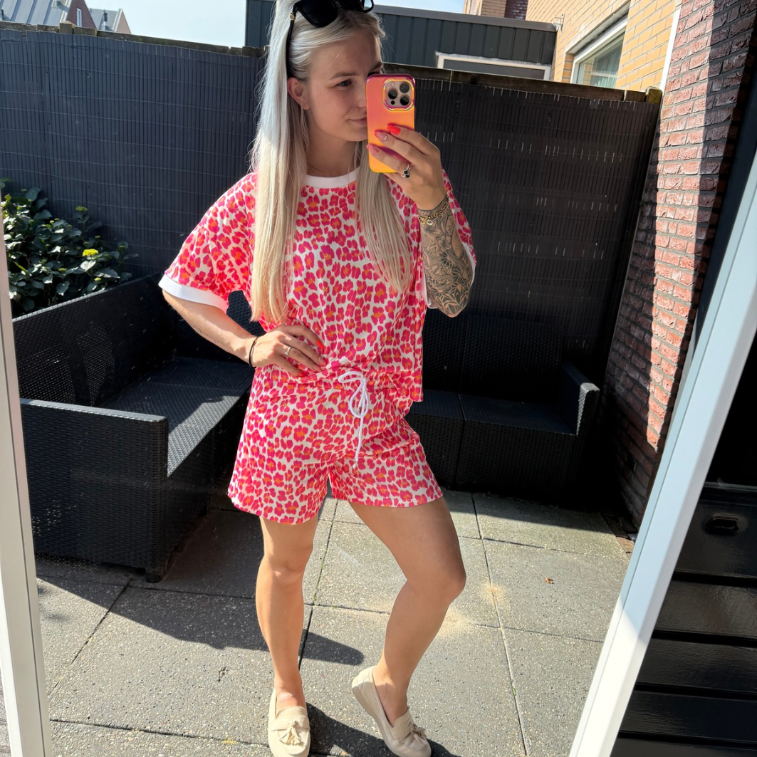 Leopard set roze