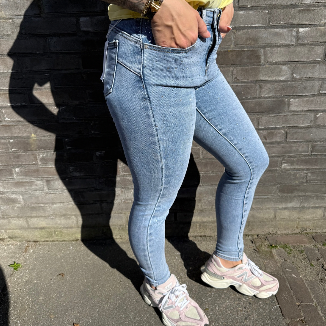 Push up skinny jeans glitter blue