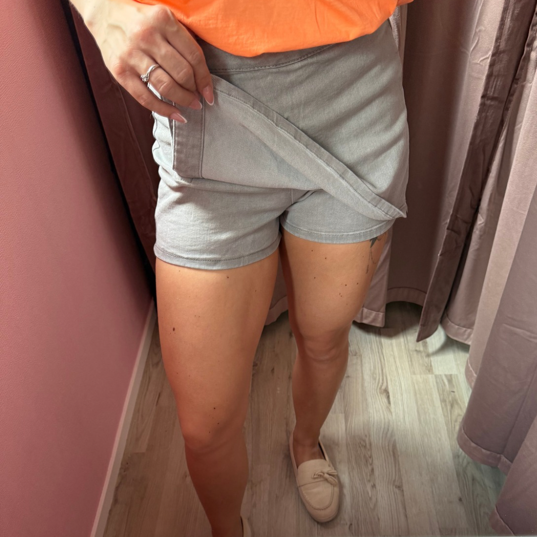 Denim broekrokje light grey
