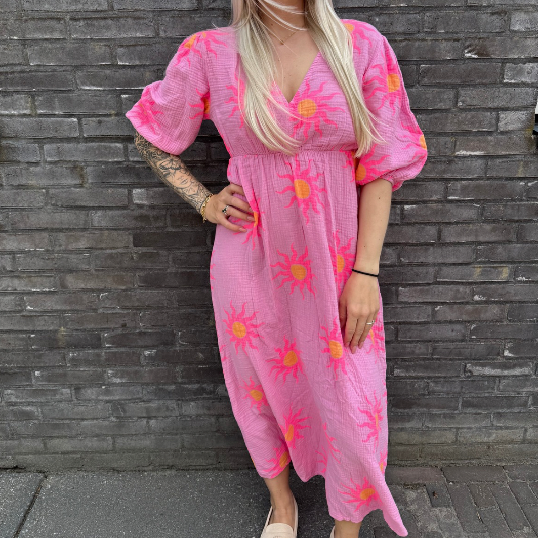Maxi dress sunflower roze