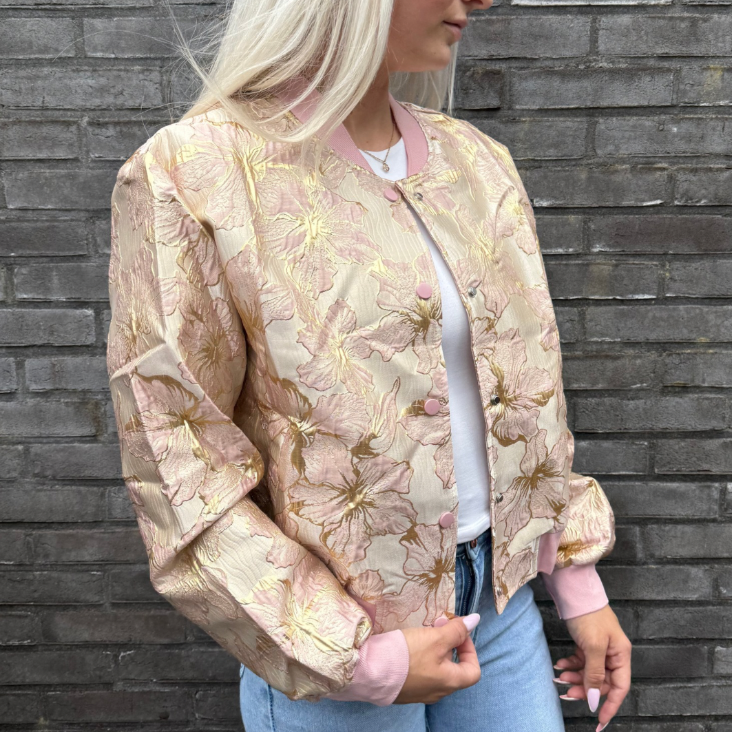 Jacquard print jacket light pink