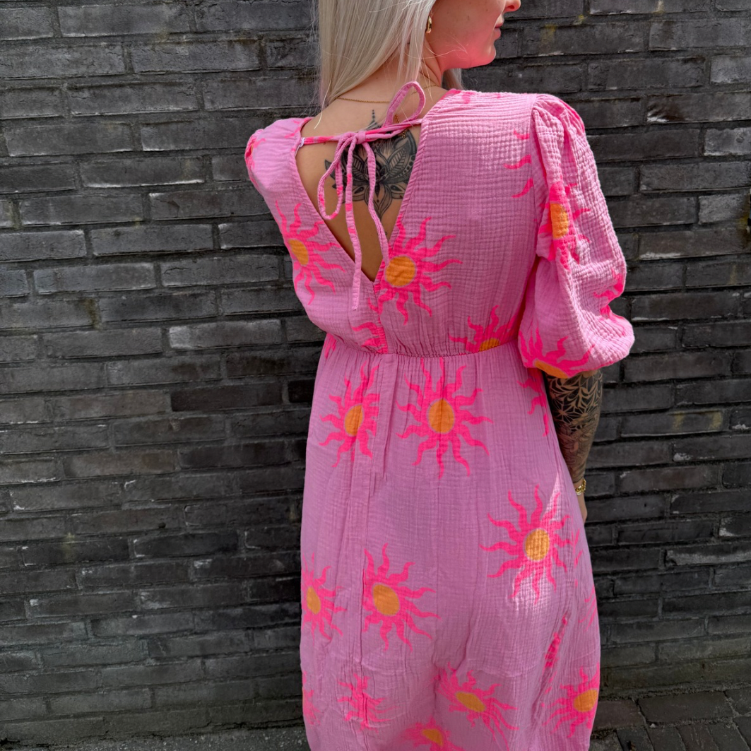 Maxi dress sunflower roze