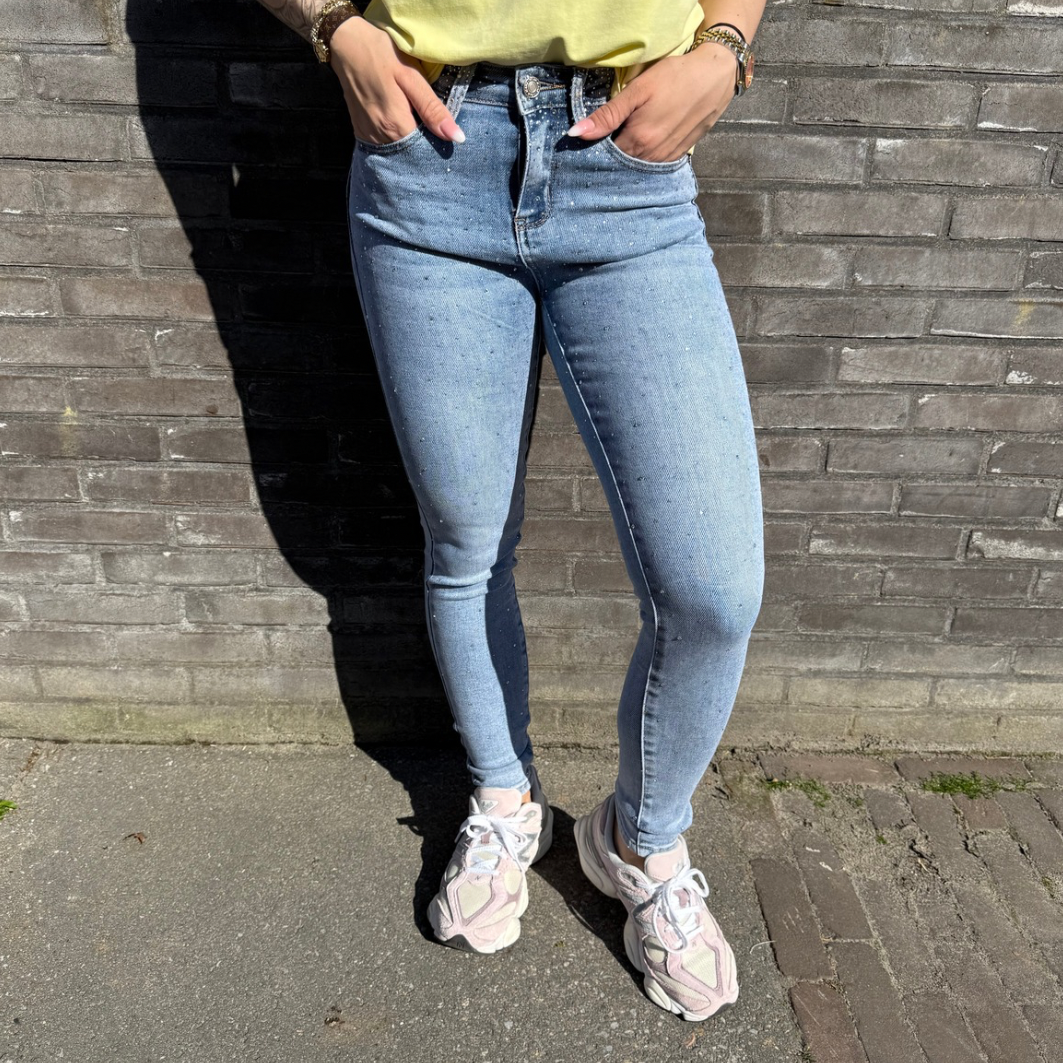 Push up skinny jeans glitter blue