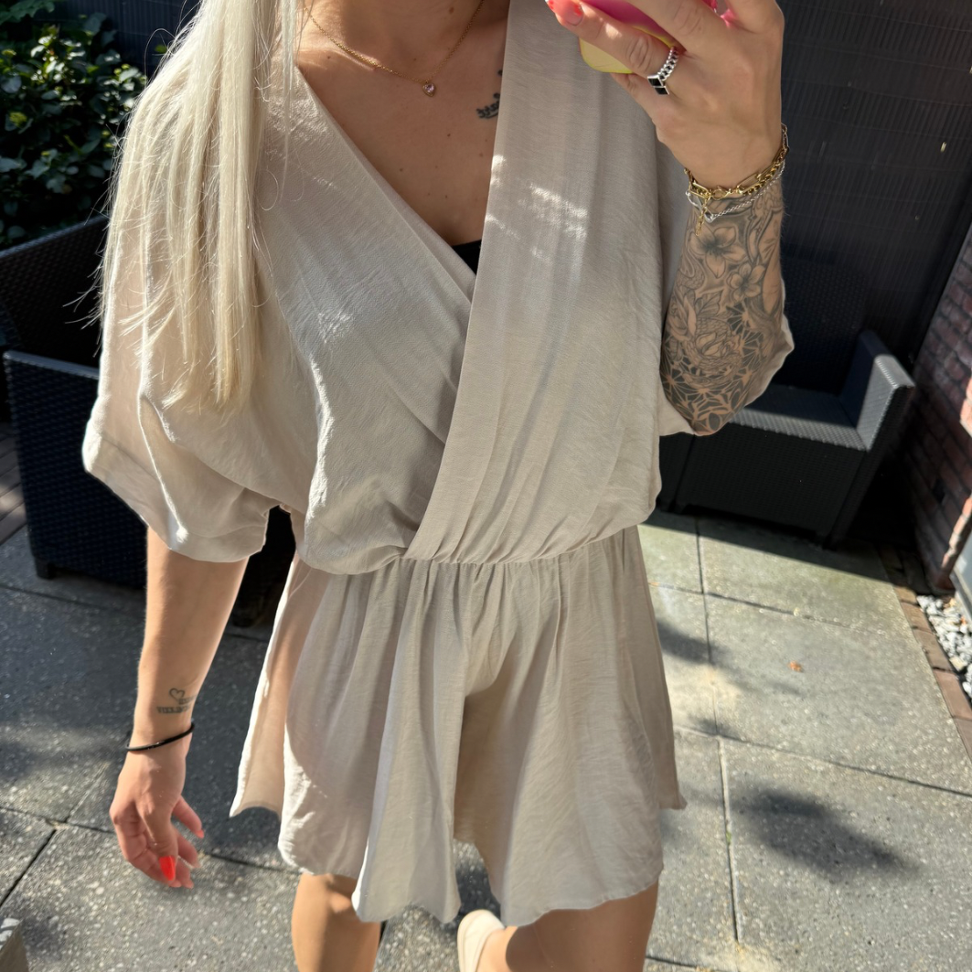 Korte jumpsuit beige