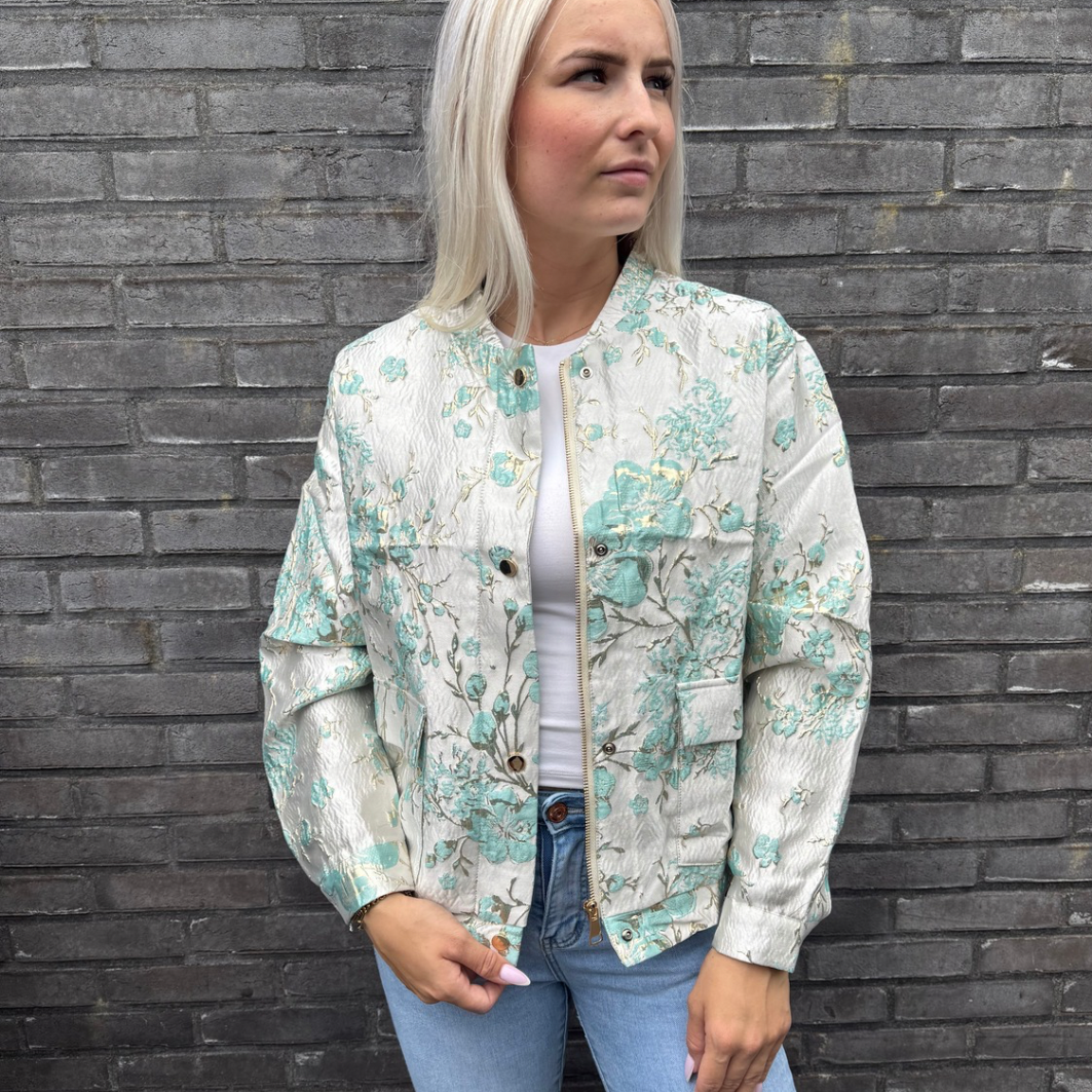 Jacquard print jacket mint