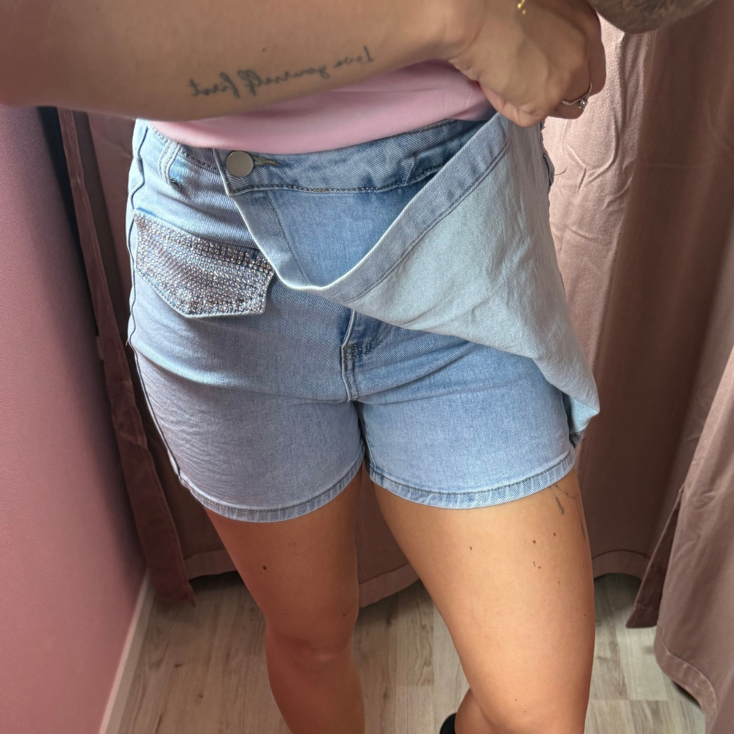Denim broekrokje diamonds
