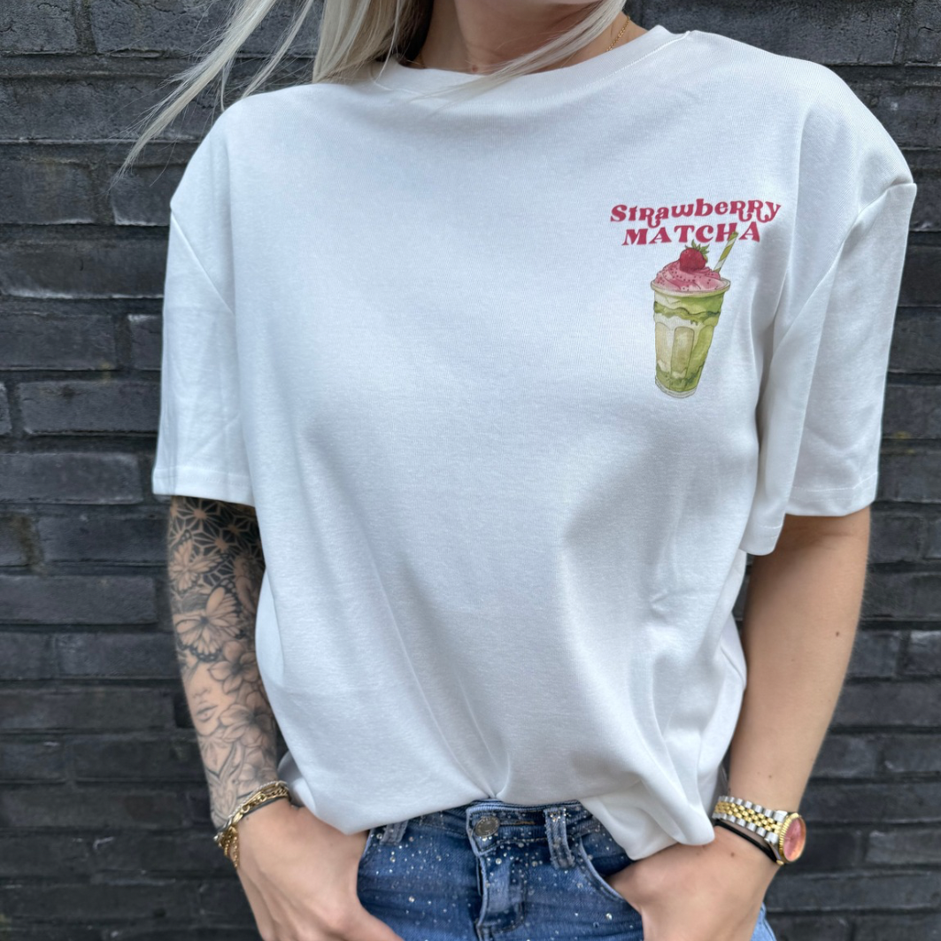 T-shirt Strawberry matcha white