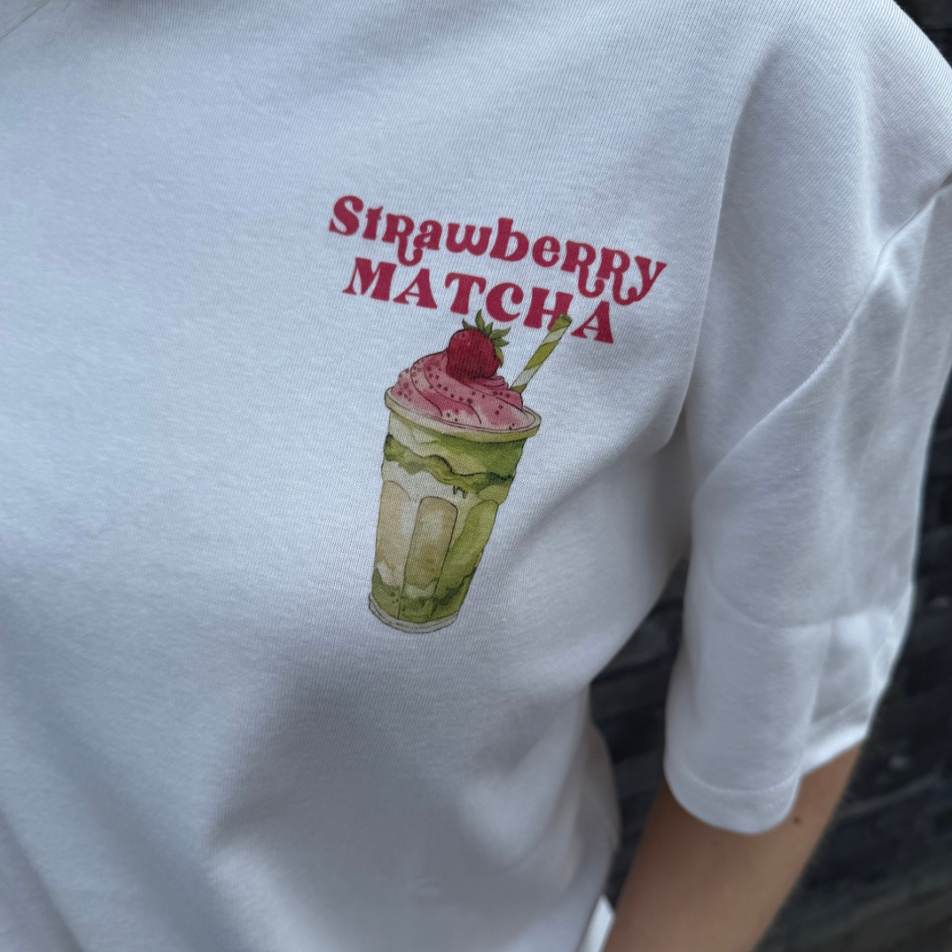 T-shirt Strawberry matcha white