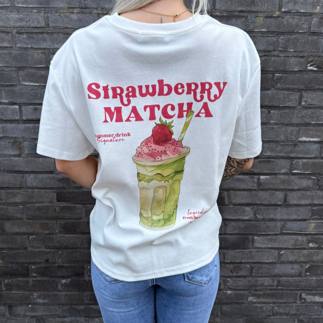 T-shirt Strawberry matcha white