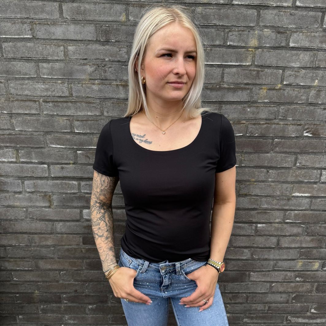 T-shirt travelstof zwart