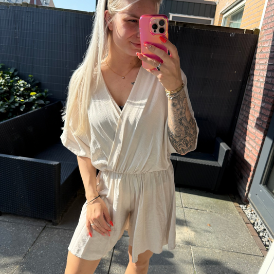Korte jumpsuit beige