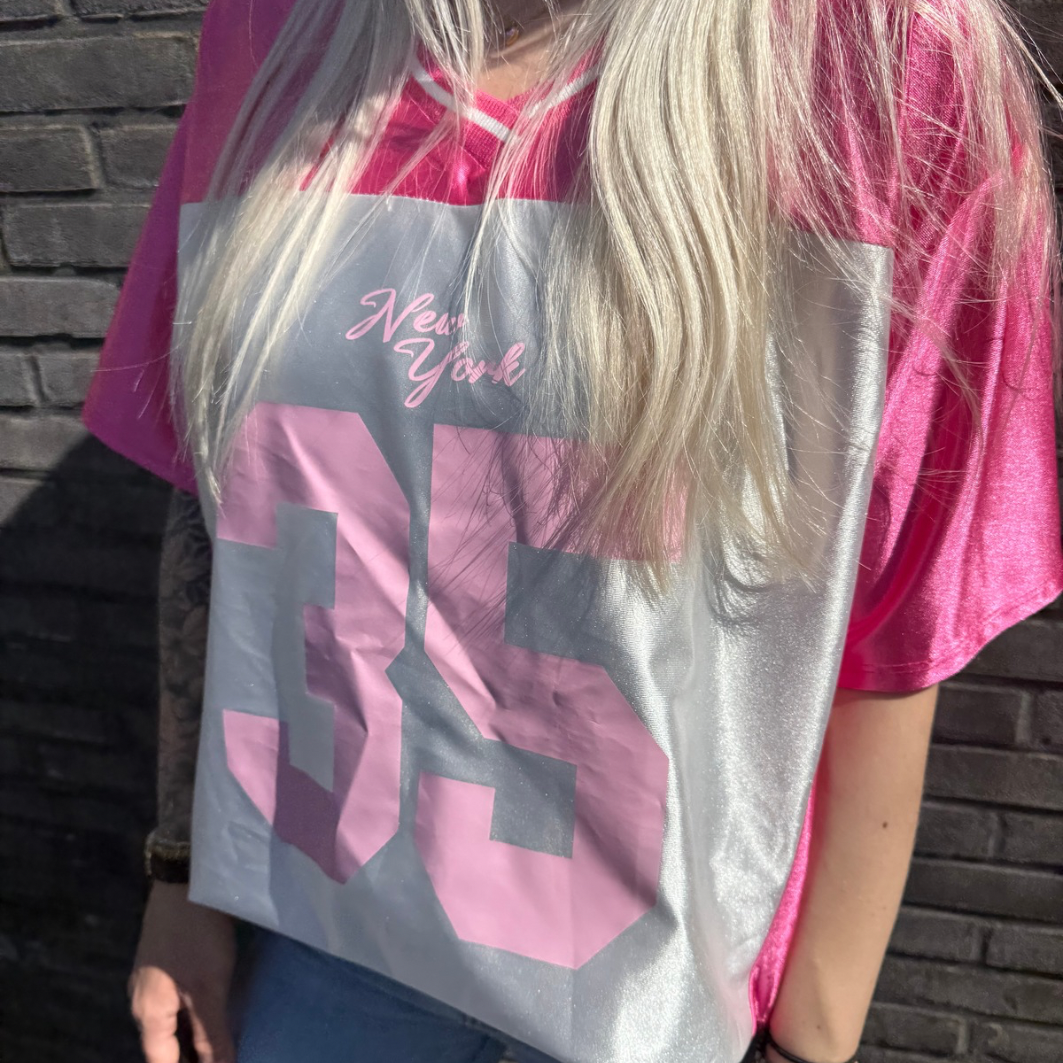 New York tshirt roze