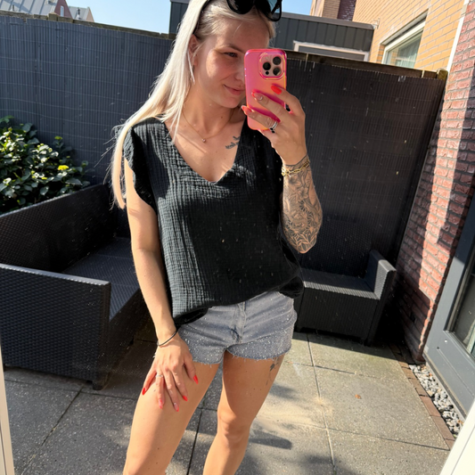 V-hals basic top zwart
