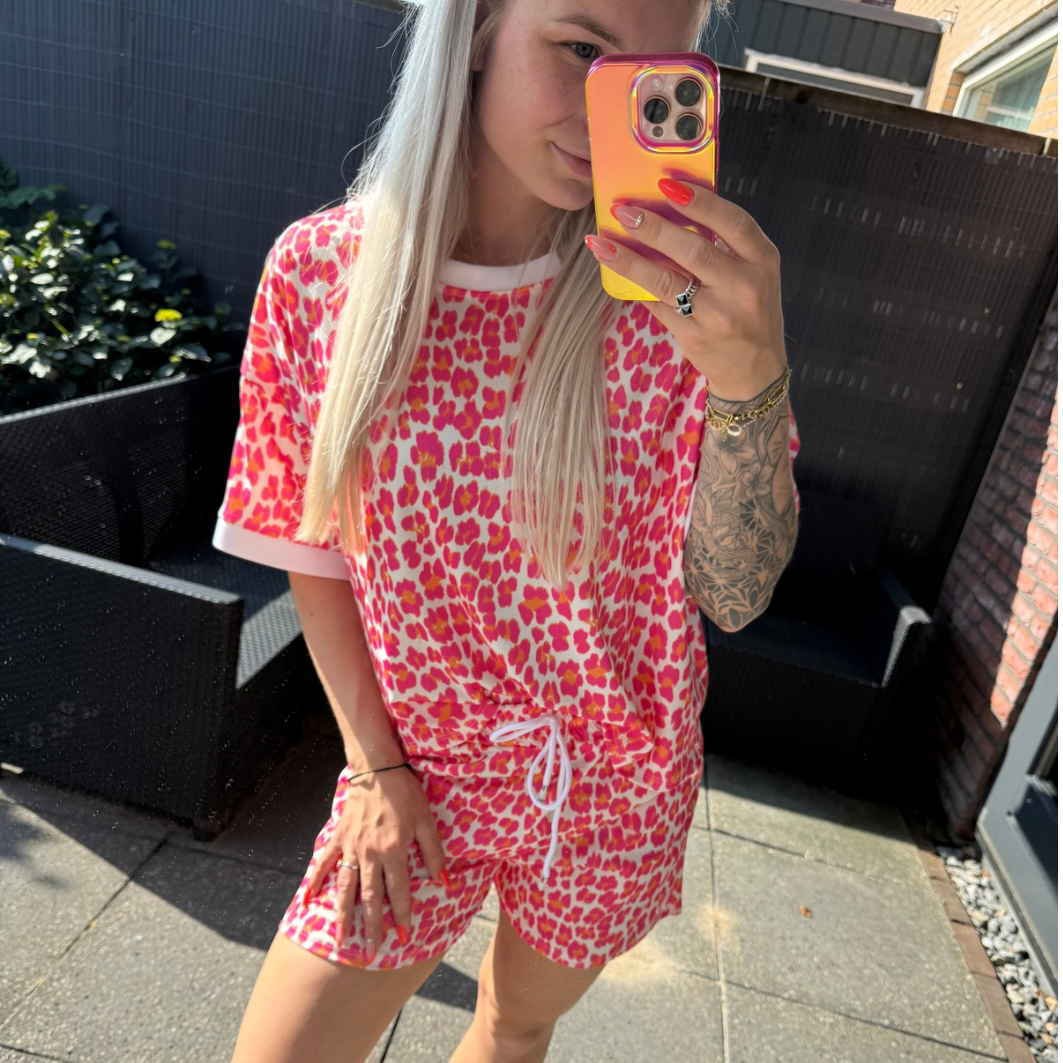 Leopard set roze