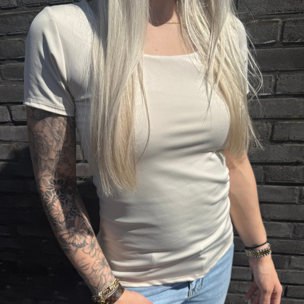 T-shirt travelstof beige