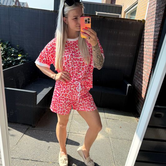 Leopard set roze