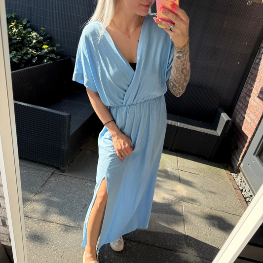 Maxi dress basic babyblauw