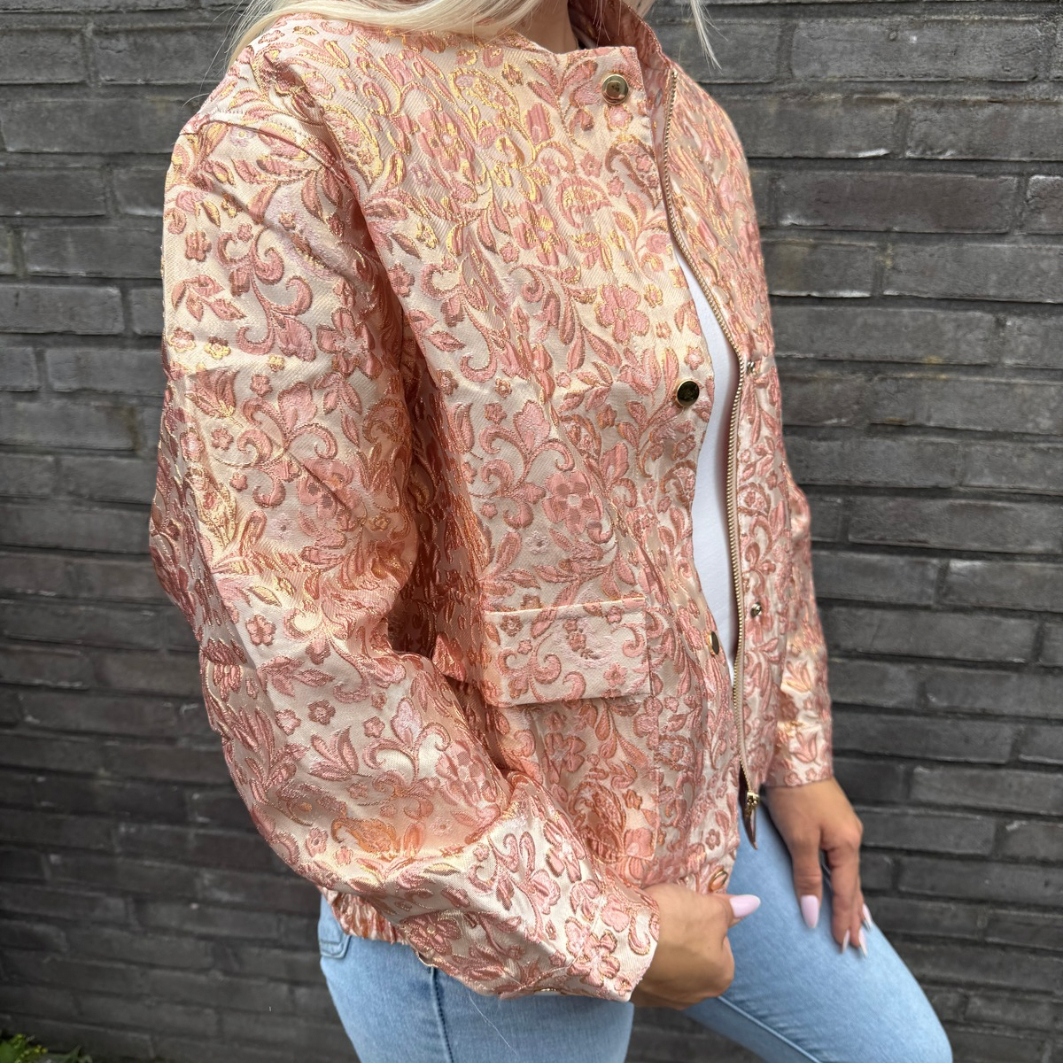 Jacquard print jacket pink
