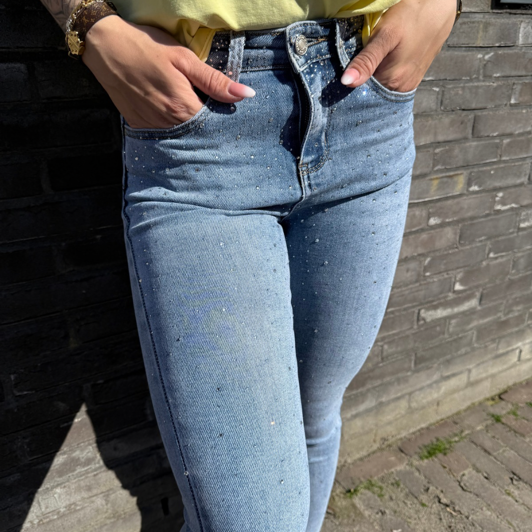 Push up skinny jeans glitter blue