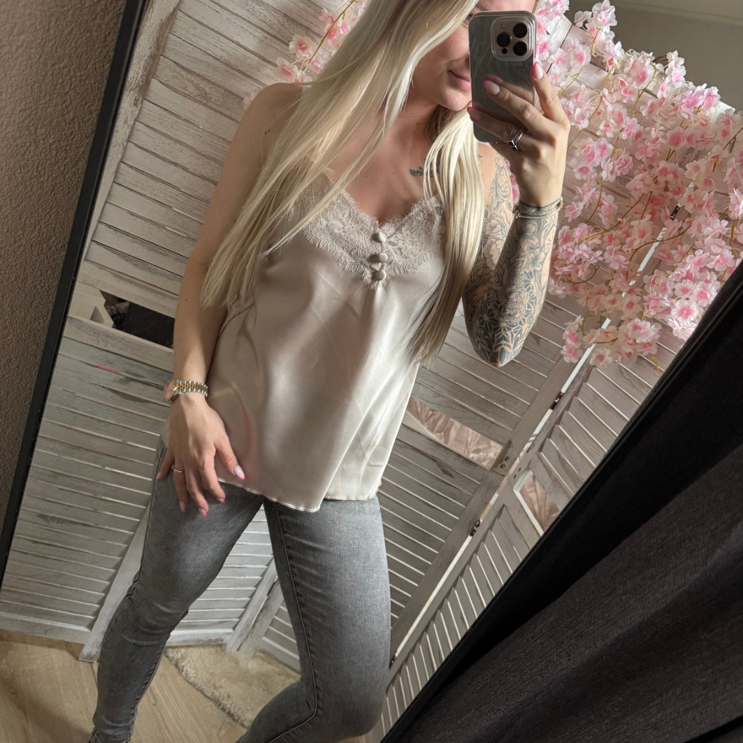 Lace singlet beige