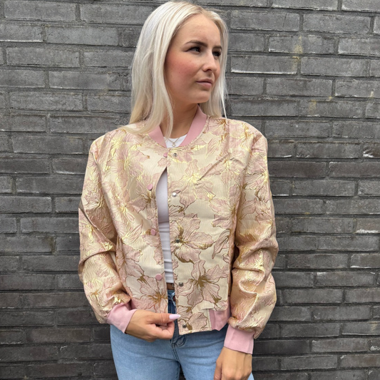 Jacquard print jacket light pink