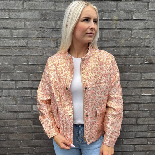 Jacquard print jacket pink