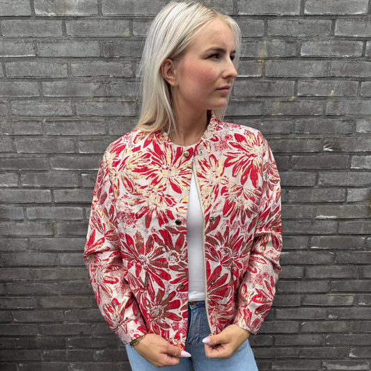 Jacquard print jacket red