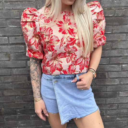 Jacquard top donkerroze