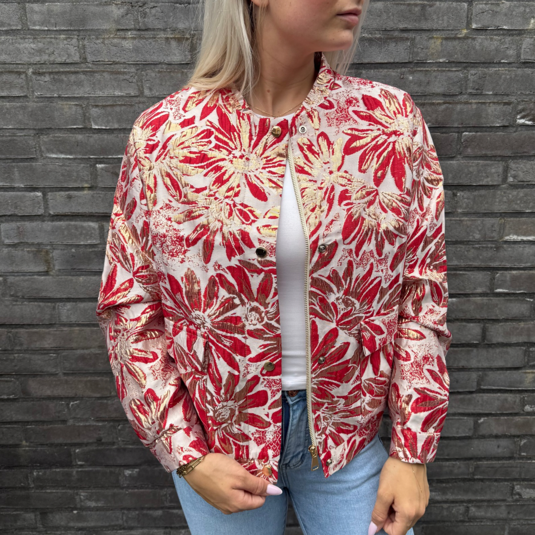 Jacquard print jacket red