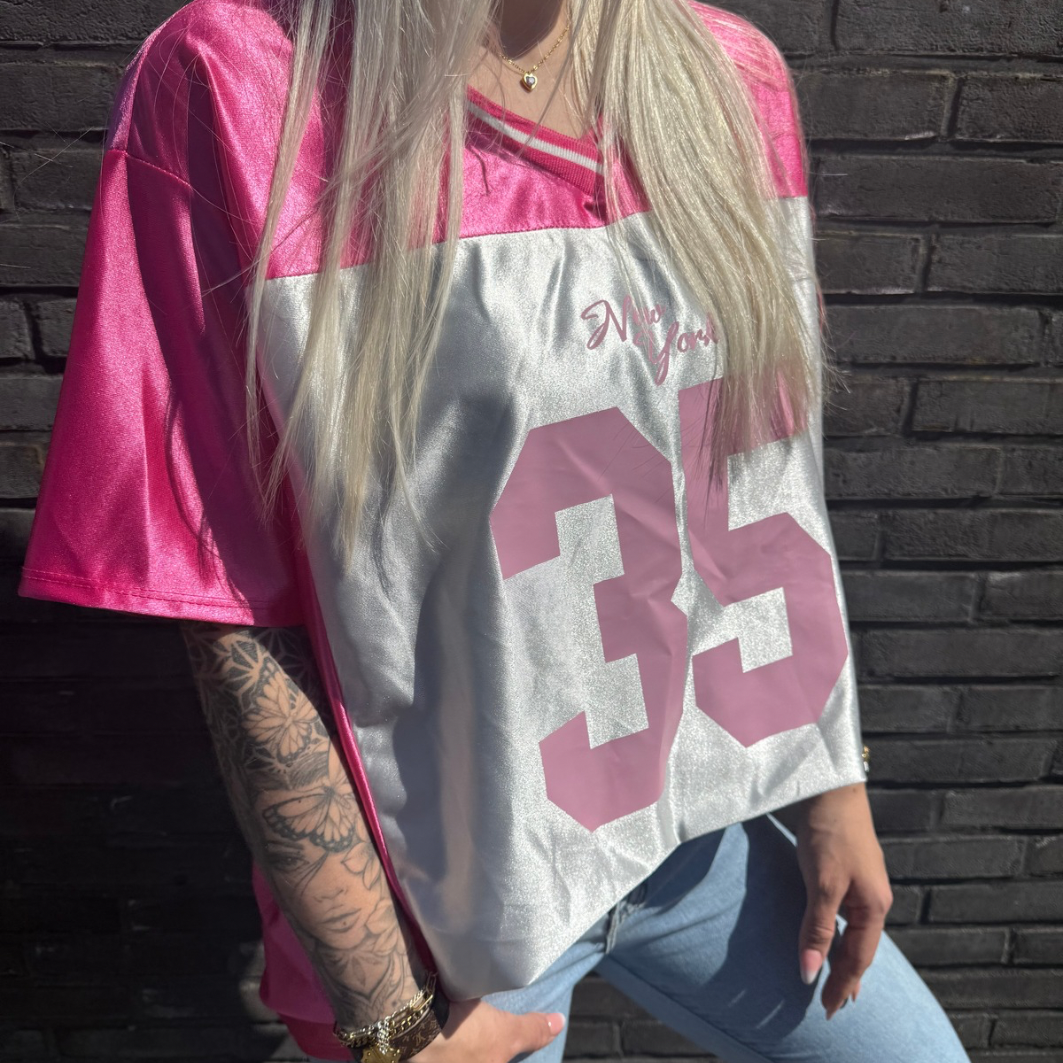 New York tshirt roze