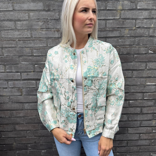 Jacquard print jacket mint
