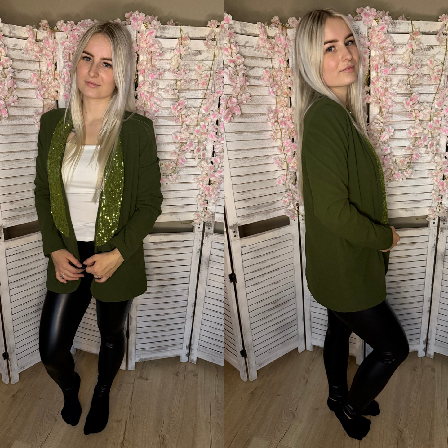 Pailletten blazer groen