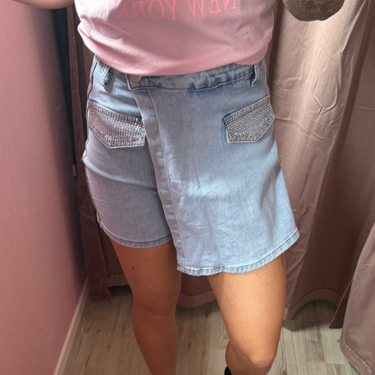 Denim broekrokje diamonds