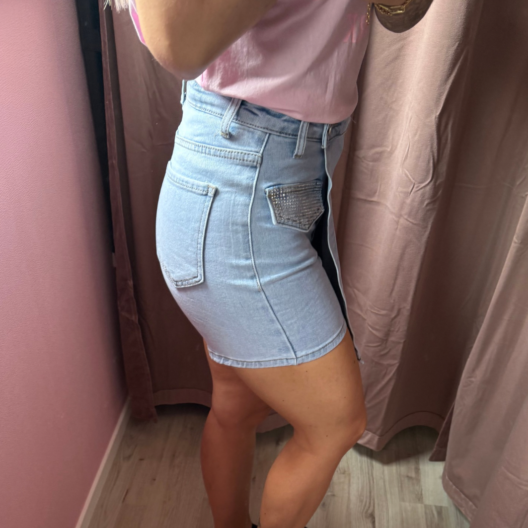 Denim broekrokje diamonds