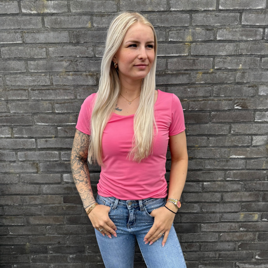 T-shirt travelstof licht roze