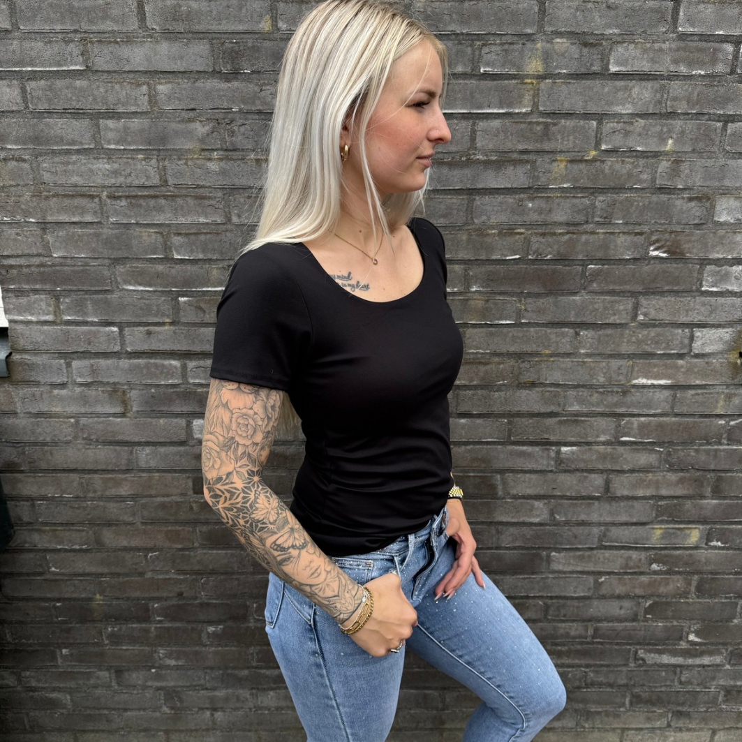 T-shirt travelstof zwart